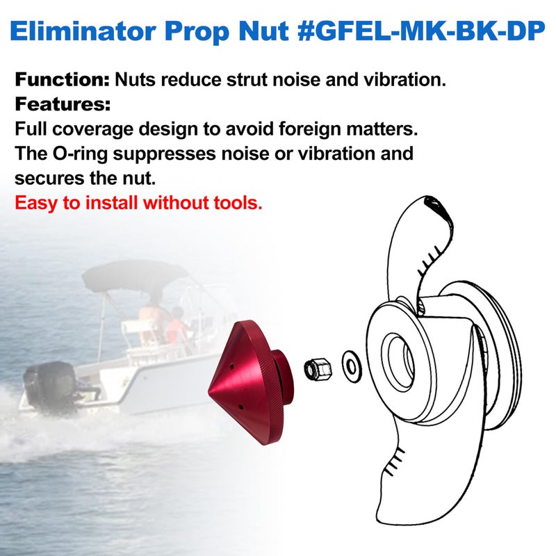 State Warehouse Eliminator Prop Nut GFEL-MK-R-DP Replace for T-H Marine Compatible with MinnKota 80, 101 and 112 - Red - Image 4